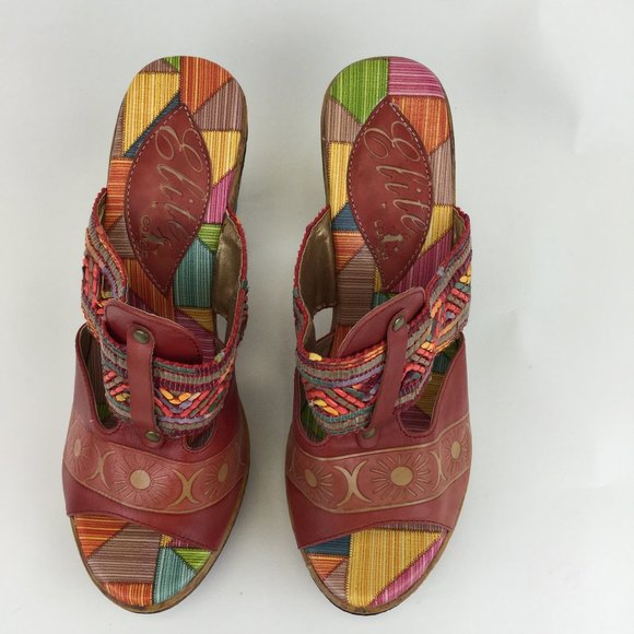 Elite corky leather print slide -in wedge heels - Picture 3 of 9